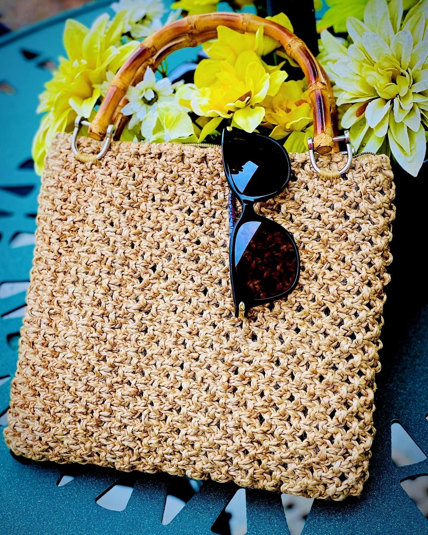 Handmade Jute and Bamboo Handbag