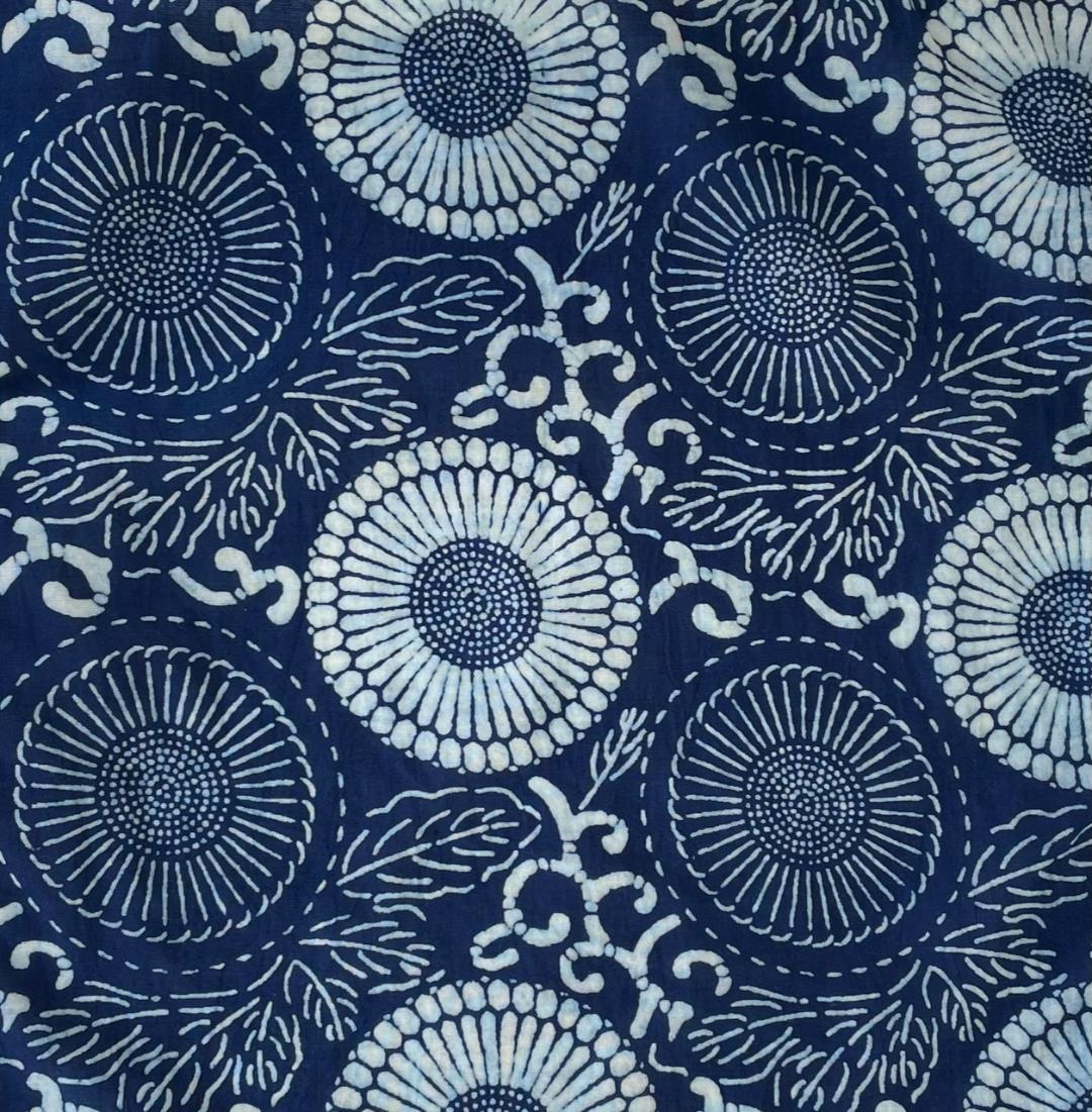 Sandy Cinch Waist Dress in Indigo Patterns