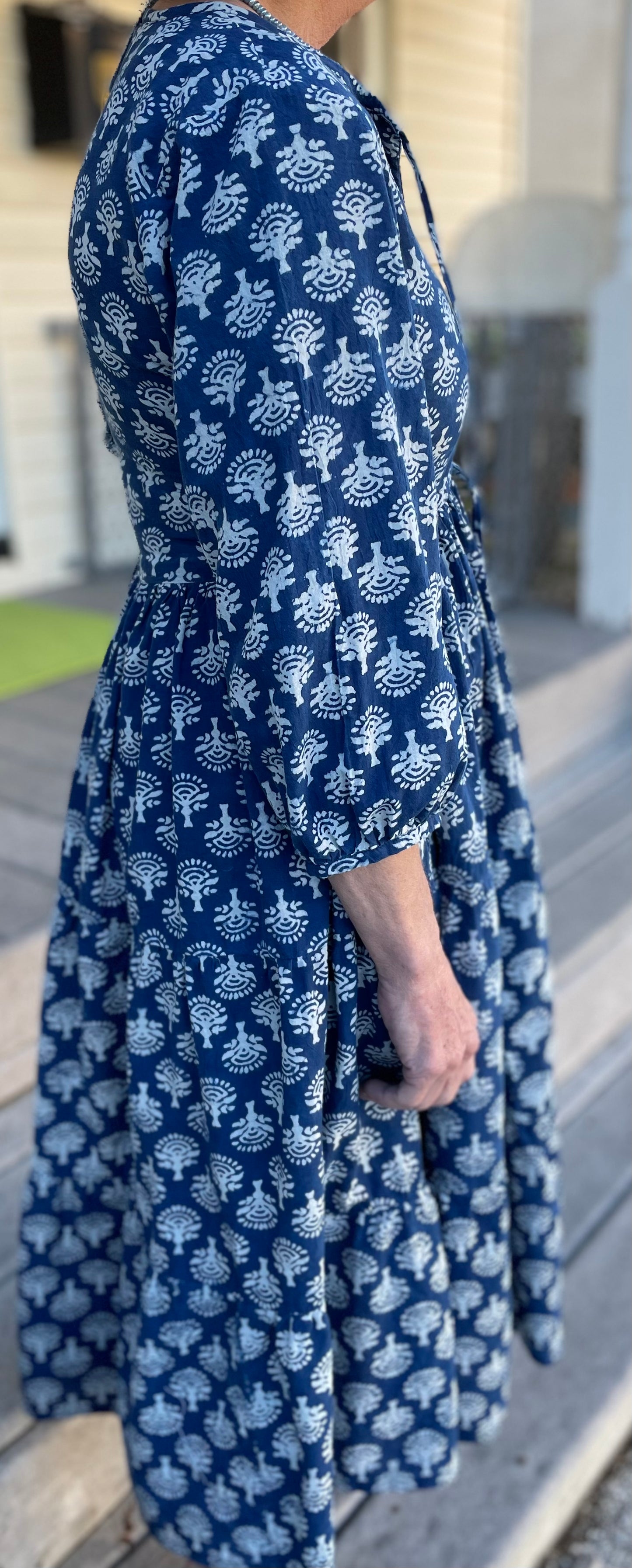 Fitz Tiered Dress, Indigo Patterns