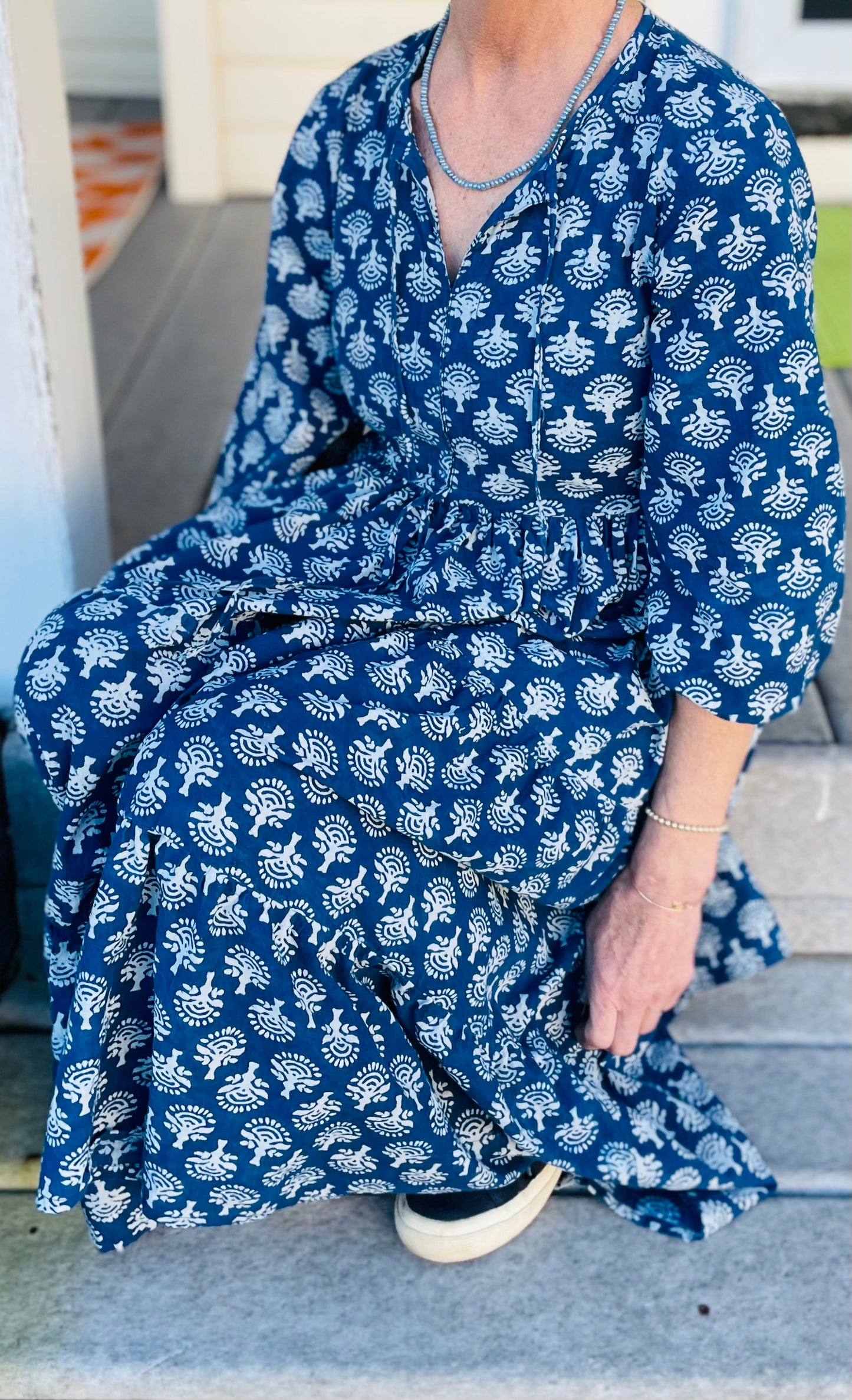 Fitz Tiered Dress, Indigo Patterns