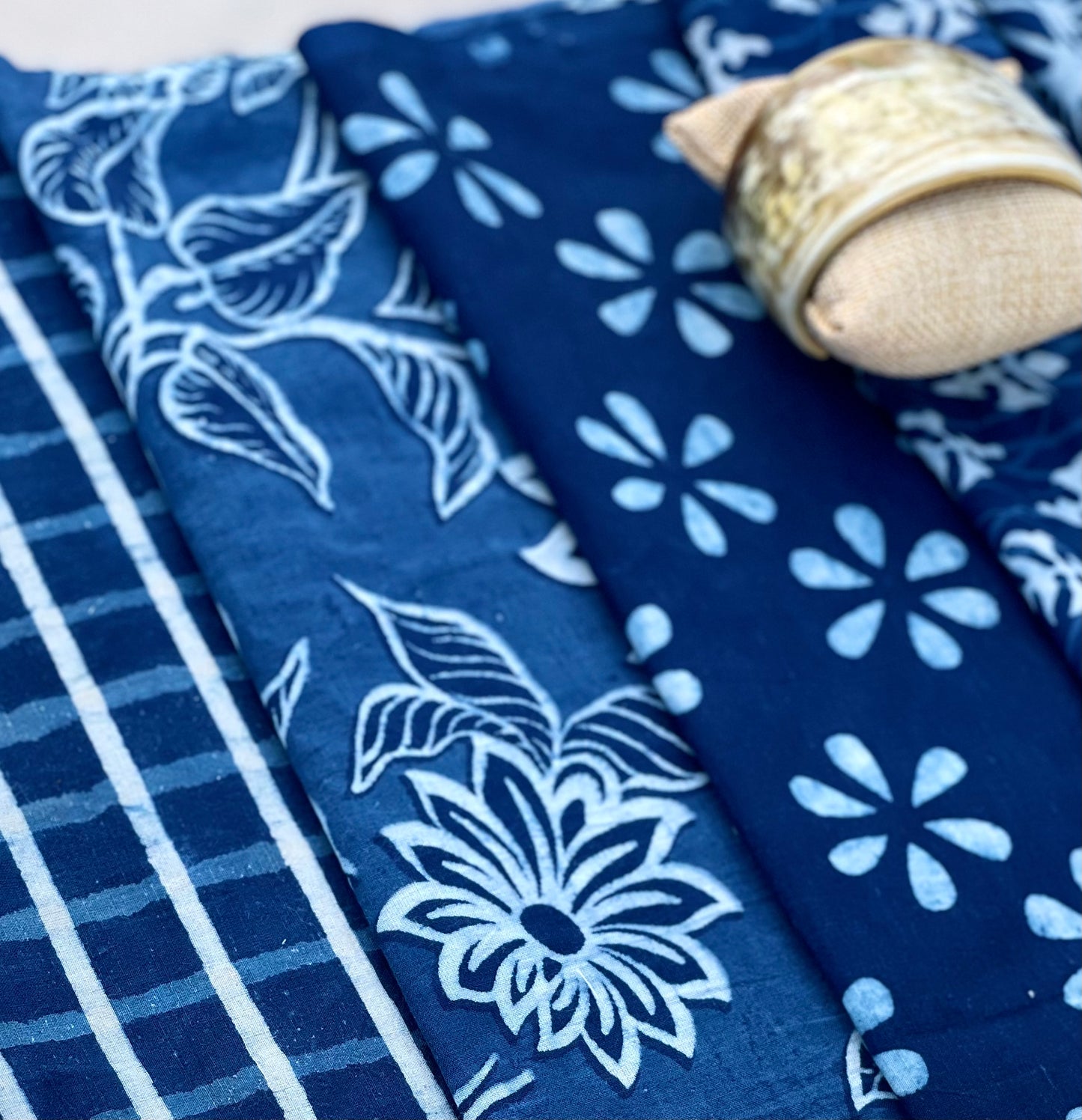 Sandy Cinch Waist Dress in Indigo Patterns