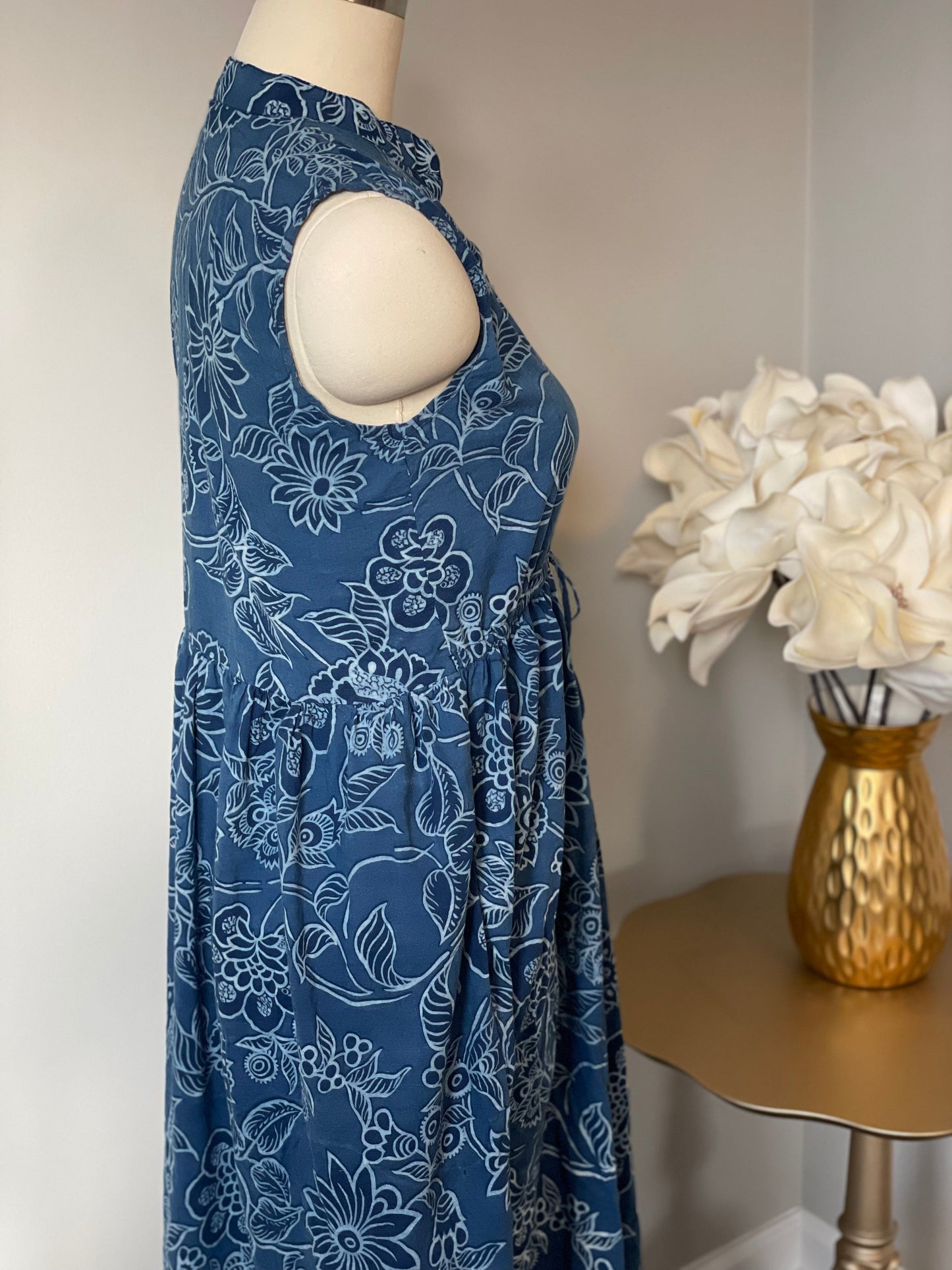 Sleeveless Sandy Cinch Waist Dress, Indigo Patterns