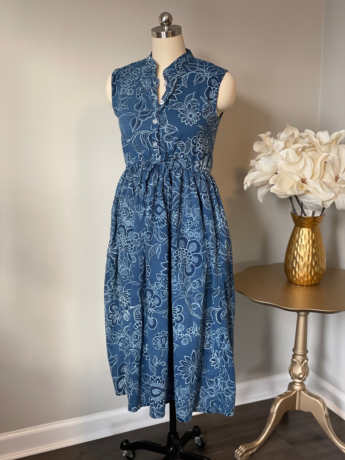 Sleeveless Sandy Cinch Waist Dress, Indigo Patterns