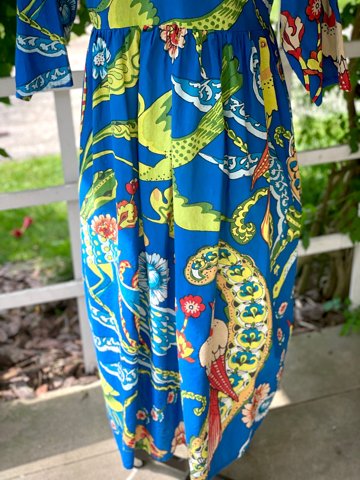 Sandy Cinch Waist Dress in Bird Motif