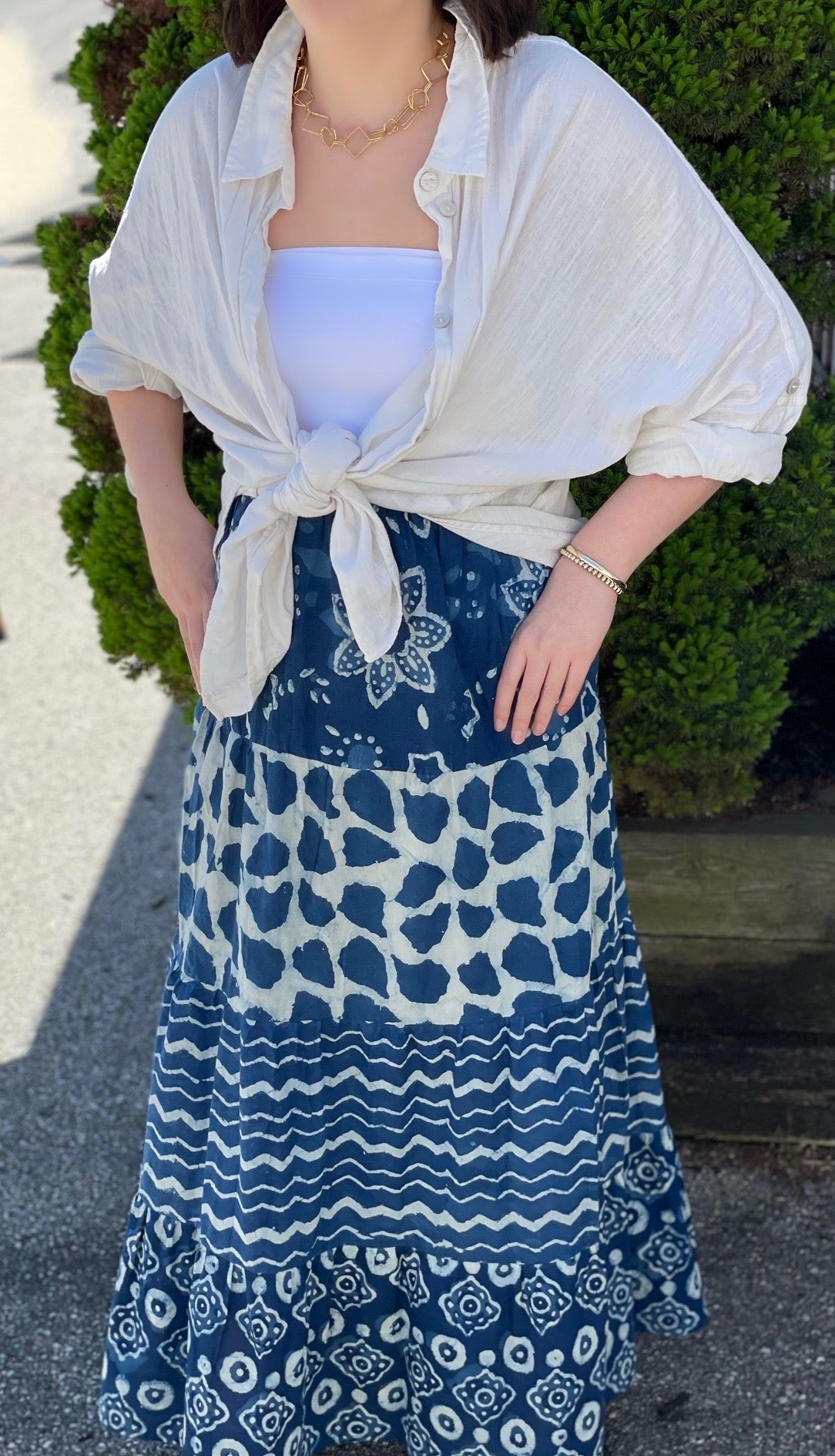 Boho Tiered Skirt, Indigo Patterns