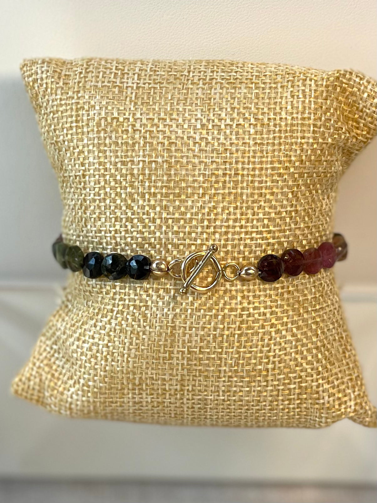 Tourmaline Bracelet with Gold Filled Toggle