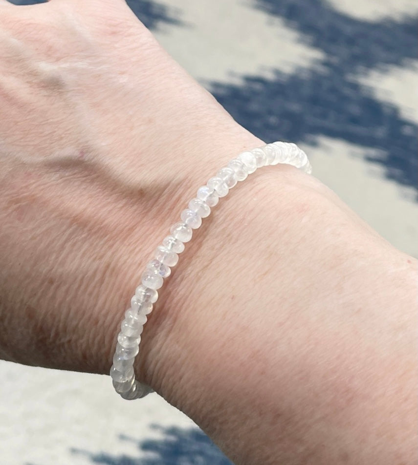 Rainbow Moonstone Bracelet with Sterling Silver Toggle