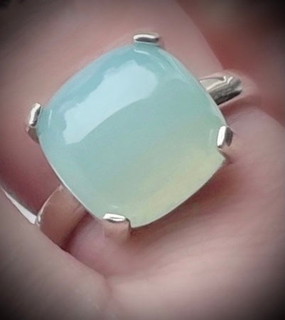 Aqua Chalcedony Sterling Silver Ring