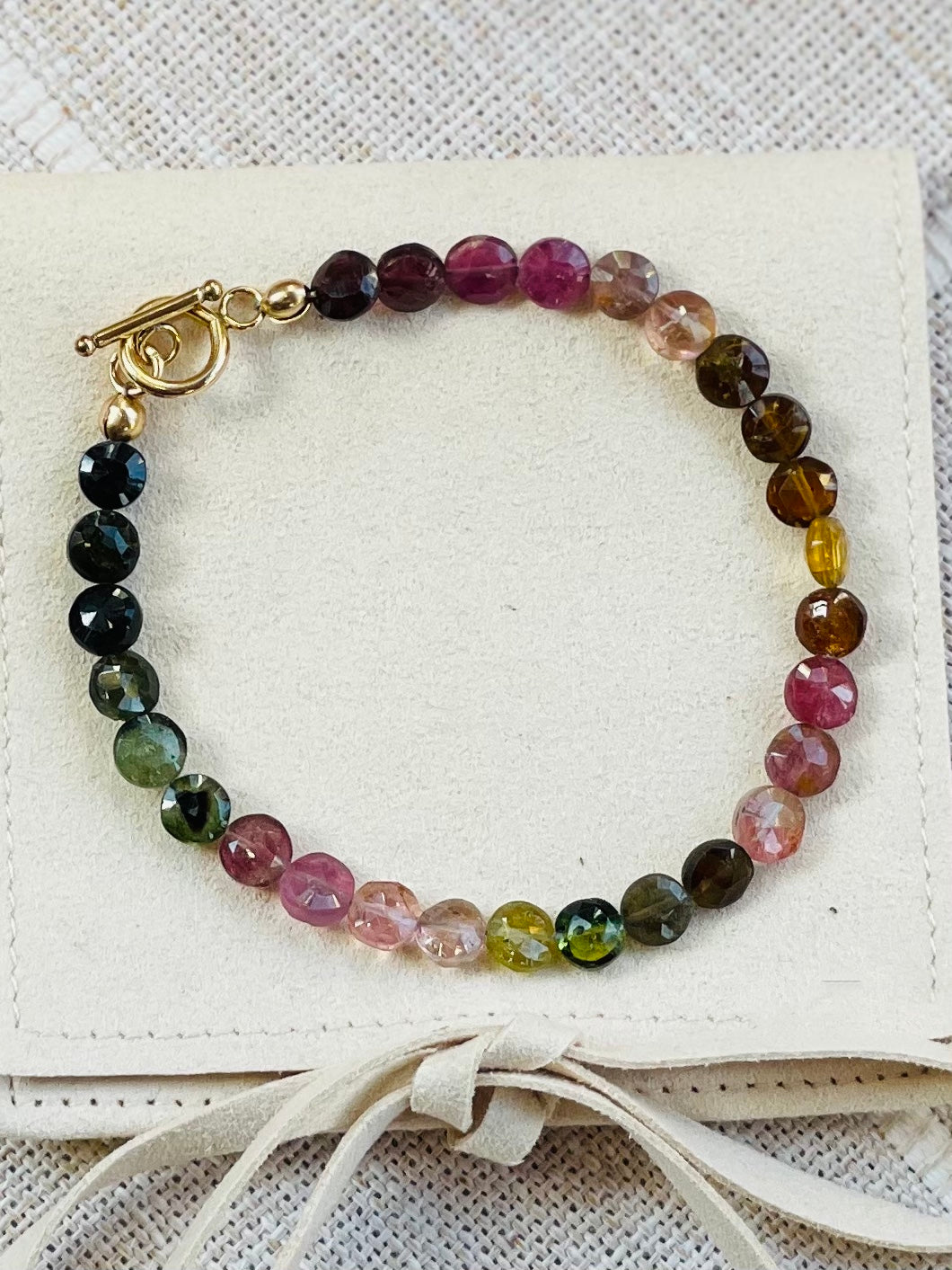 Tourmaline Bracelet with Gold Filled Toggle