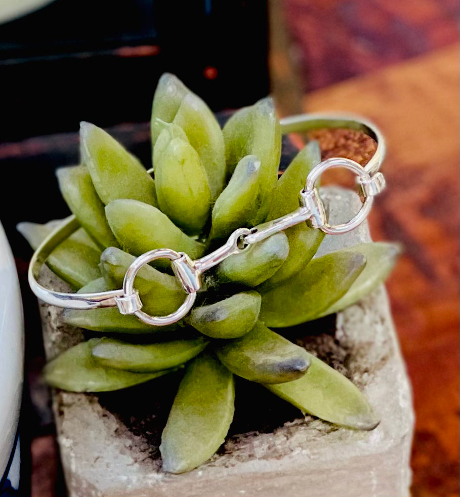 Sterling Silver Horse Bit Equestrian Bangle