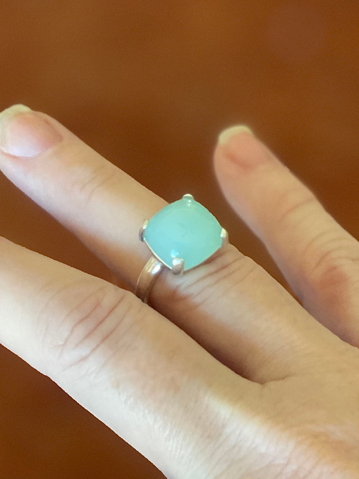 Aqua Chalcedony Sterling Silver Ring