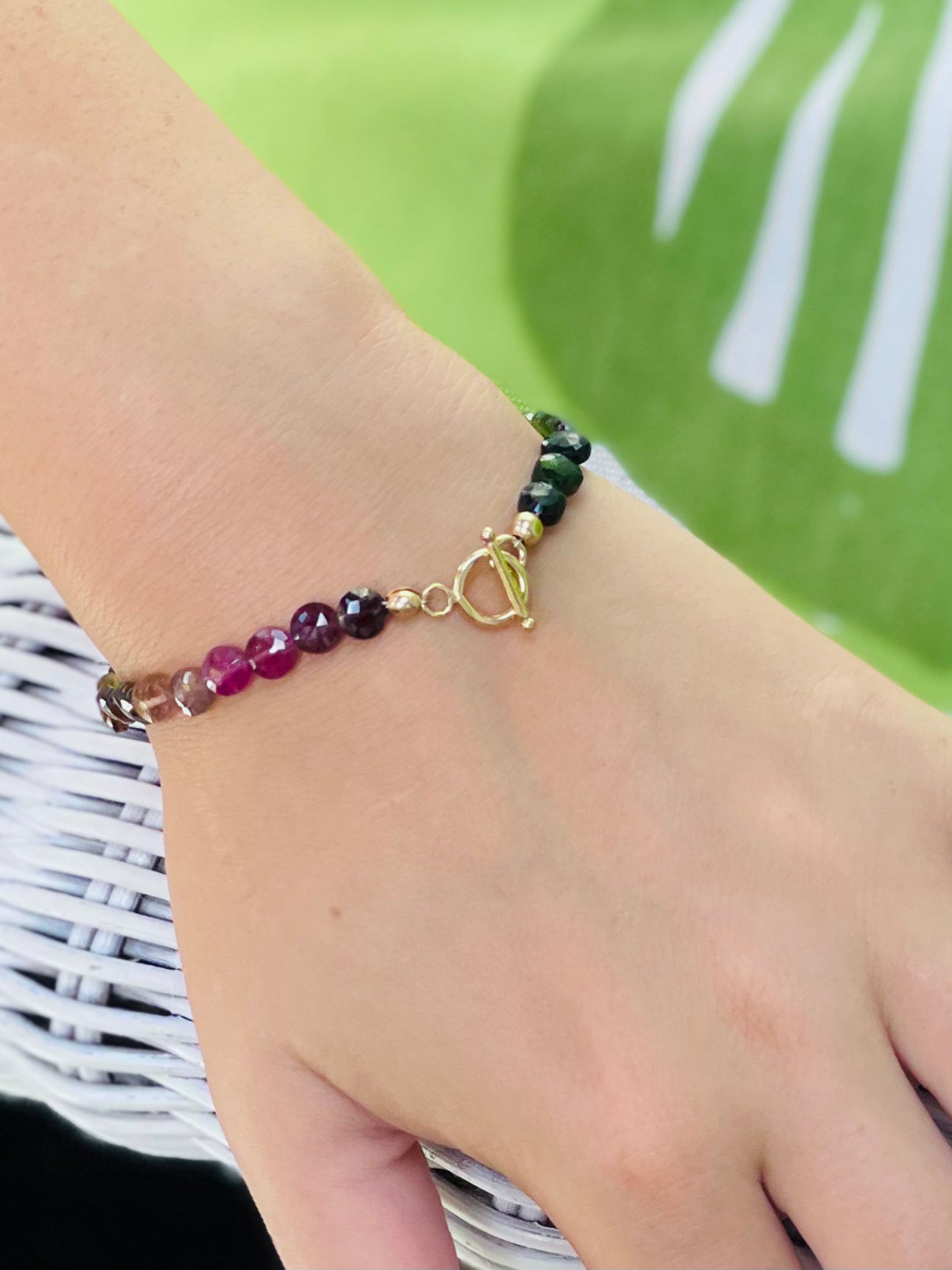 Tourmaline Bracelet with Gold Filled Toggle