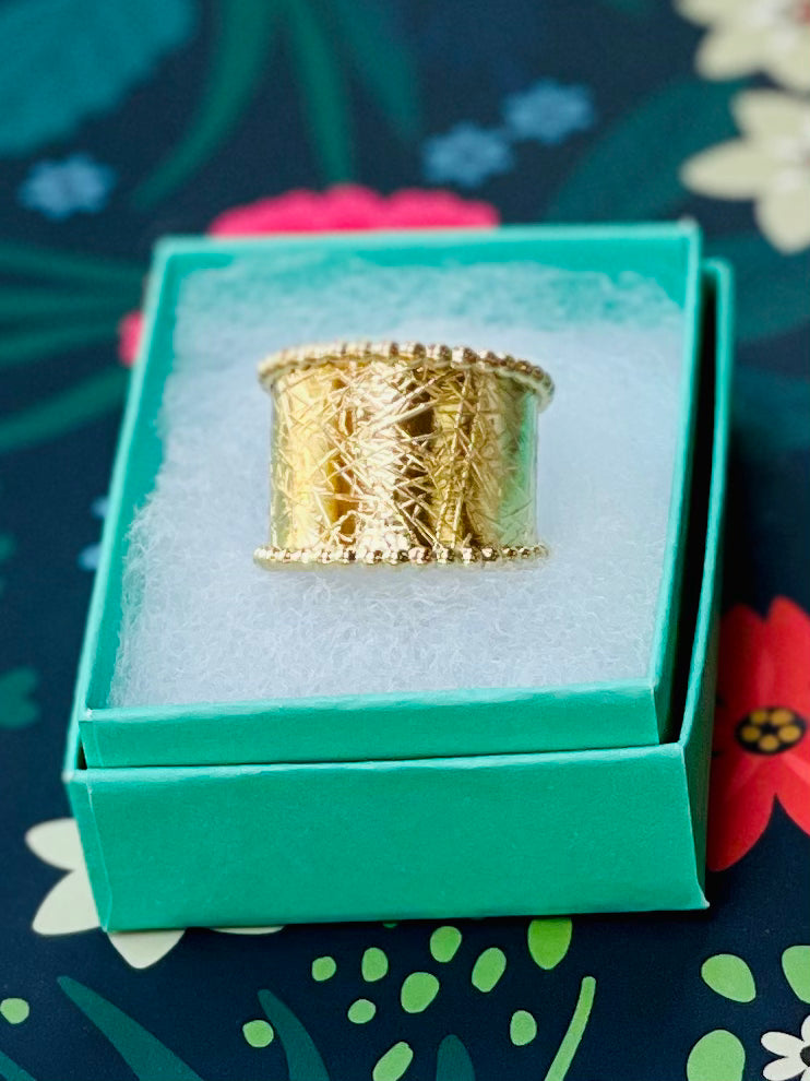 Gold Filled Ring Wide Textured