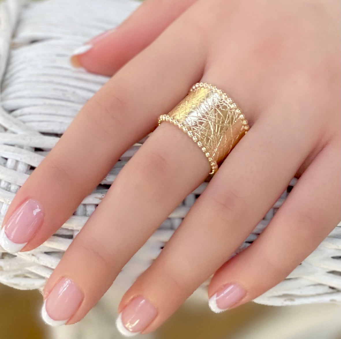 Gold Filled Ring Wide Textured