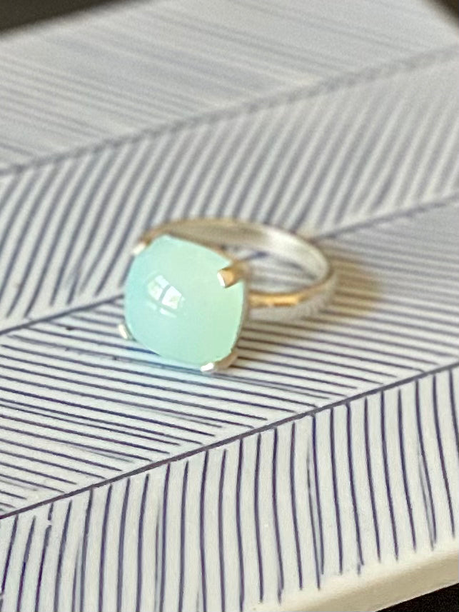 Aqua Chalcedony Sterling Silver Ring