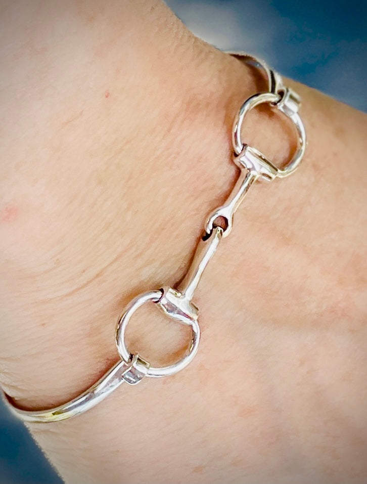 Sterling Silver Horse Bit Equestrian Bangle