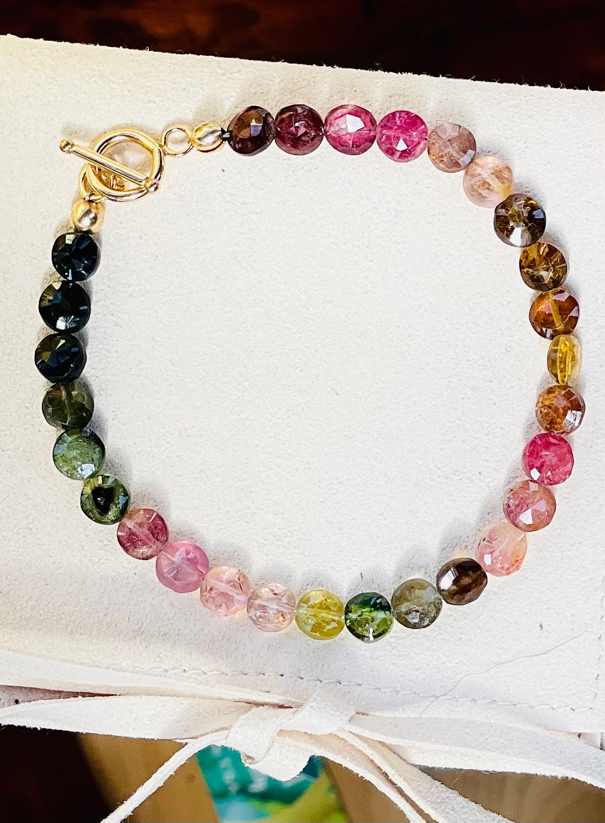 Tourmaline Bracelet with Gold Filled Toggle