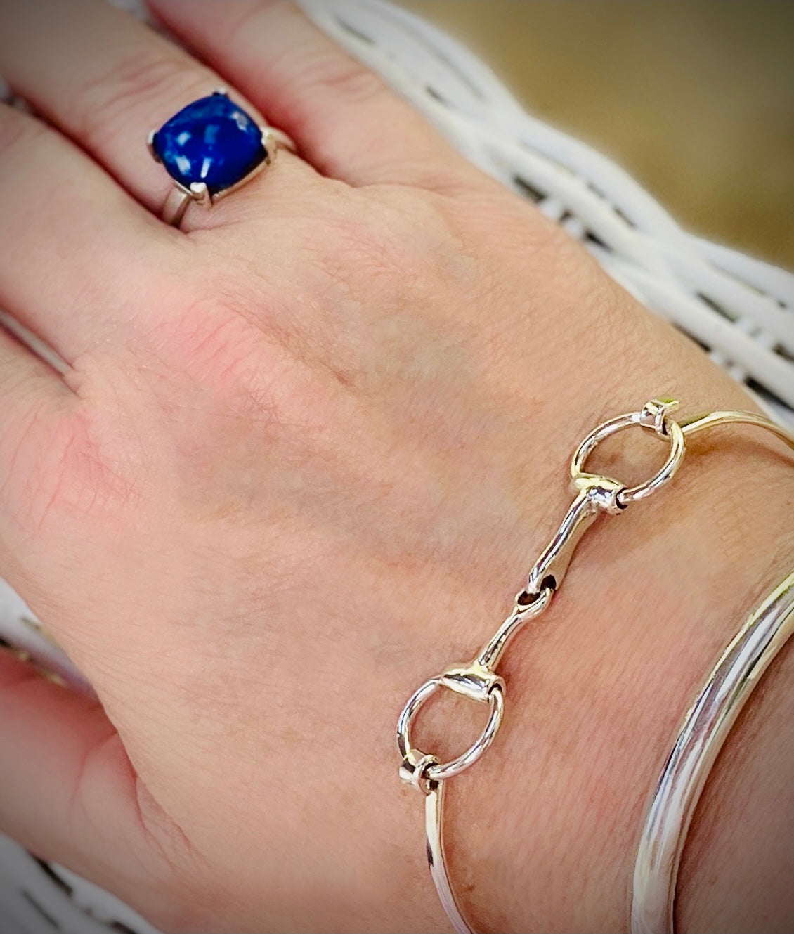 Lapis Lazuli Gemstone Cushion Sterling Silver Ring